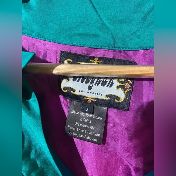 VINTAGE Meghan LA Paisley Silk Mini Dress with Cute Buttons Size 6 - Picture 4 of 6